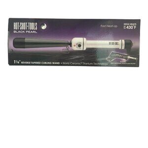 Hot Shot Tools Black Pearl 1 1/4" Reverse Tapered Curling Wand Nano Ceramic NWT